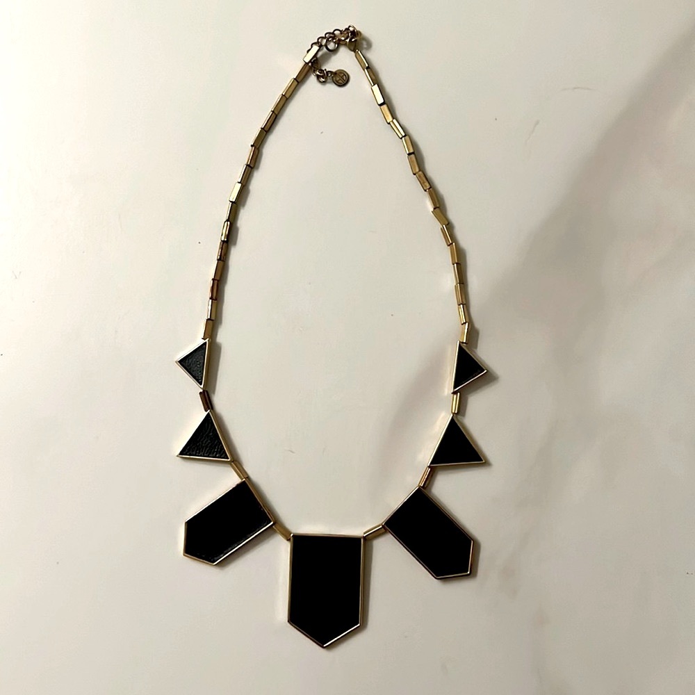 House of Harlow 1960 Gold and Black Leather Station 18" Necklace